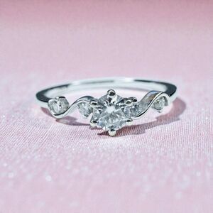 10K White Gold Diamond Ring -1/3CT T.W. -Size 5- Fairytale Scroll Wedding Ring